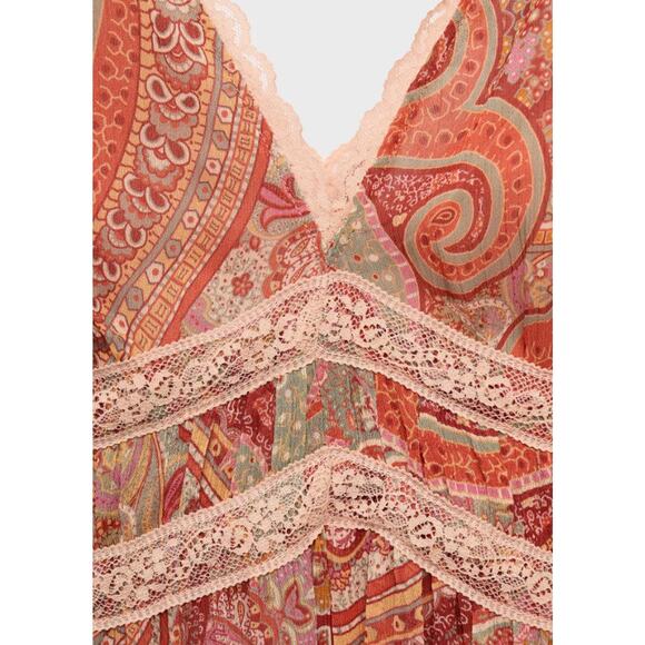 MANGO Paisley Print Maxi Dress With Lace Trim - 4 Brown - Picture 4 of 5